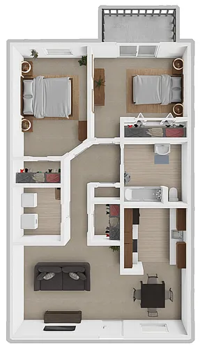 Floor plan 2 Bed 1 Bath
