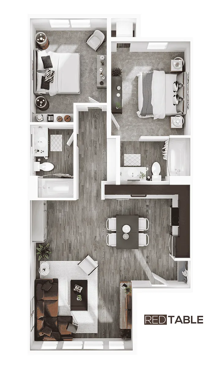 Floor plan 2BR/2BA - B1