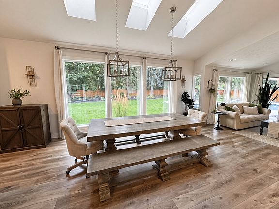 Large open dining area with skylights.