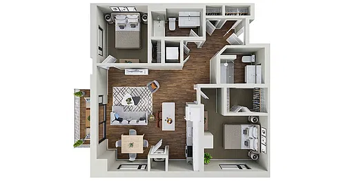 Floor plan Aster - 2 bedroom 2 Bath (B5)