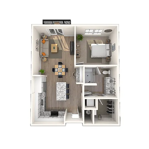 Floor plan Traditional 1x1 758-780 SF-FP