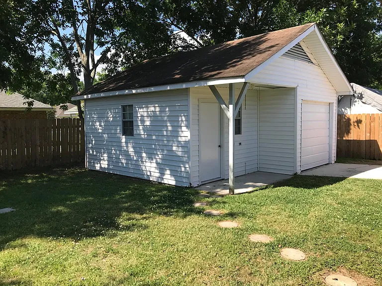 View of detached garage
