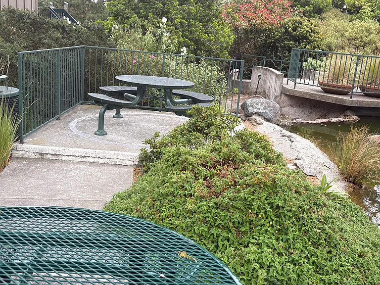This complex has quiet areas to sit and relax outside the clubhouse