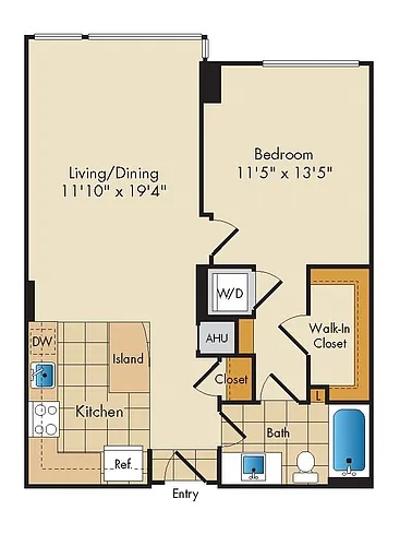 Floor plan 1 Bed 1 Bath-A11b