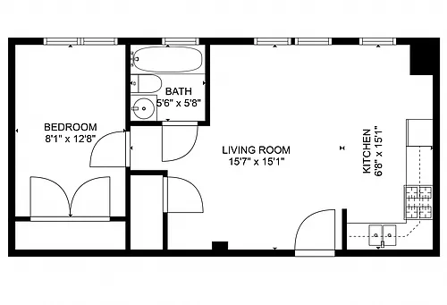 Floor plan 1 Bedroom 1 Bath