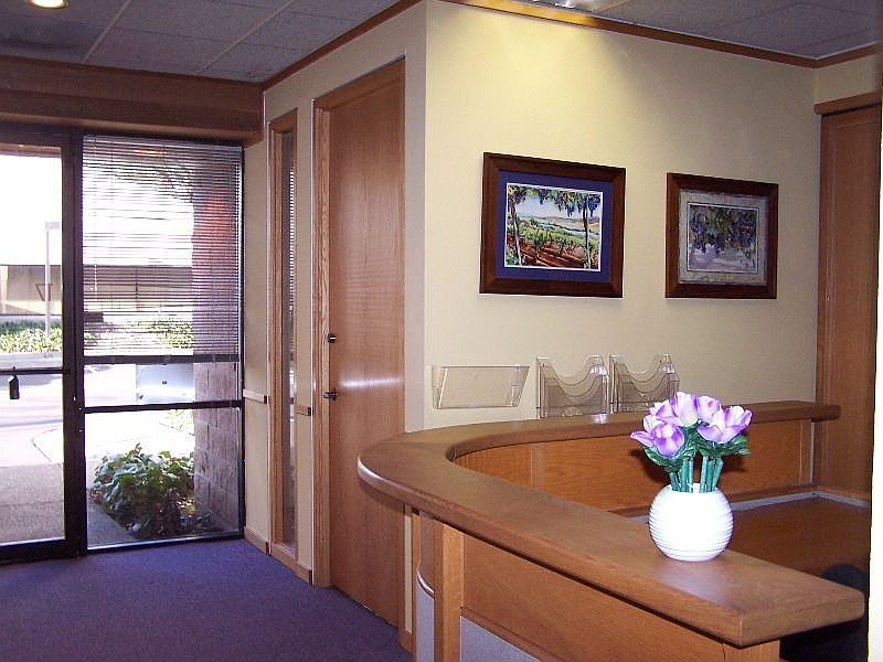 Looking out from reception desk