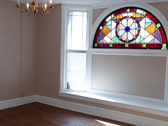 Living Room with stained glass