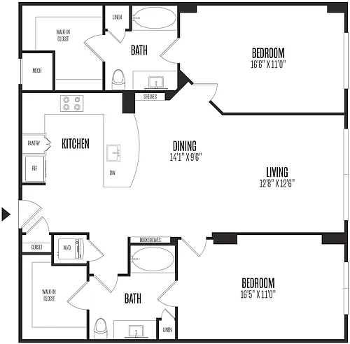 Floor plan 2 Bed/2 Bath-2B2
