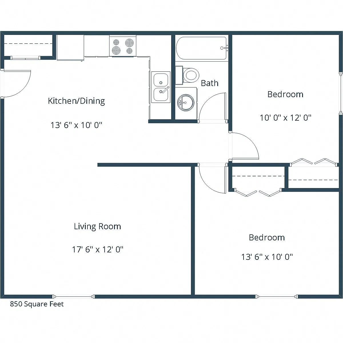 Floor plan Two Bedroom 21A