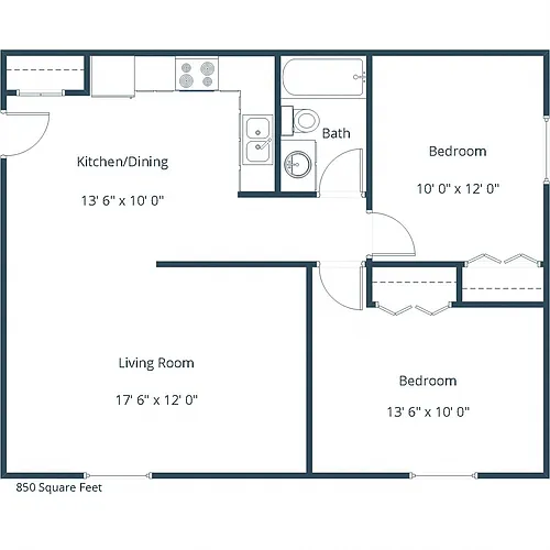 Floor plan Two Bedroom 21A