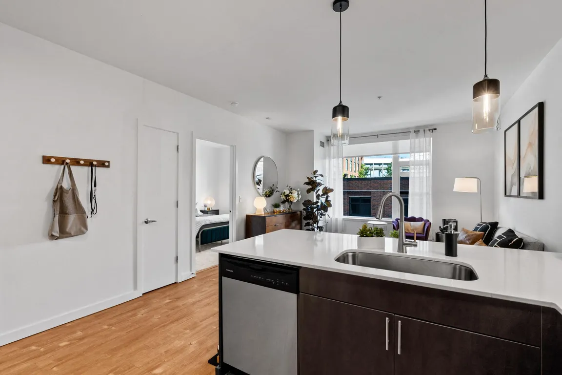 Open Concept Kitchen and Living Room at The Parker Apartments in Portland, OR 97209