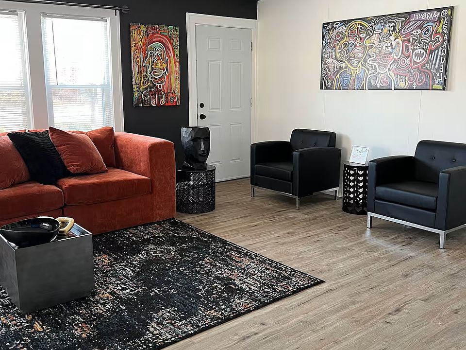 Living room looking towards front entry door