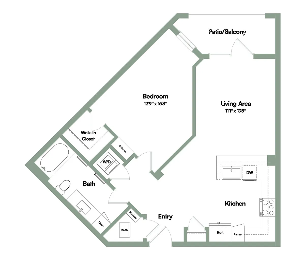 Floor plan The Landmark | 1 Bed | 1 Bath