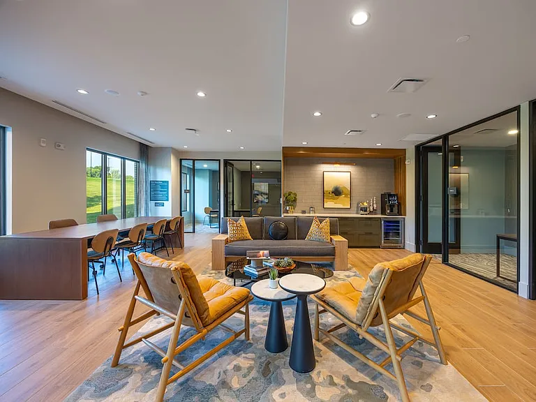 Additional lounge seating and coffee bar