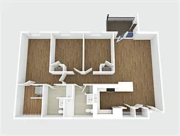 Floor plan 2BD/1BA/MKT/Corner