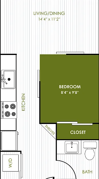 Studio 1 Bathroom C Floorplan Diagram