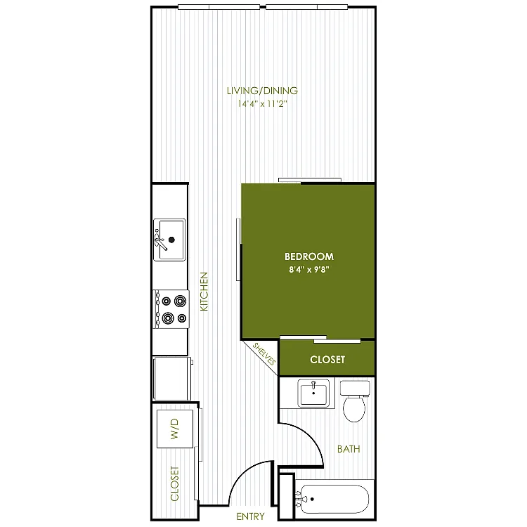 Floor plan Studio 1 Bathroom C