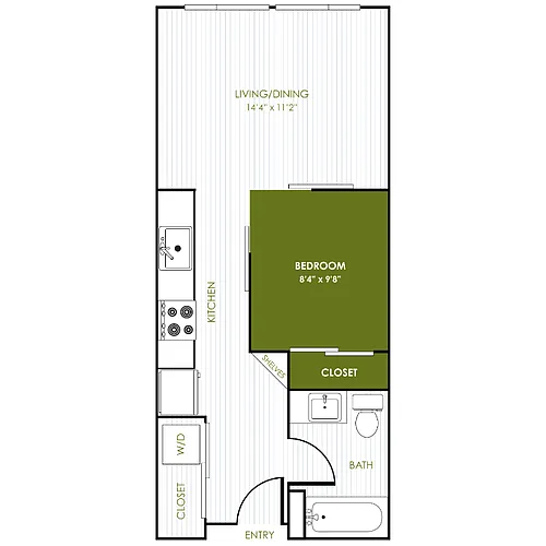 Floor plan Studio 1 Bathroom C