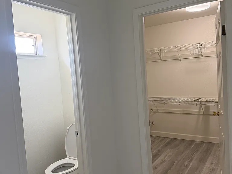 Master bathroom with walk in closet