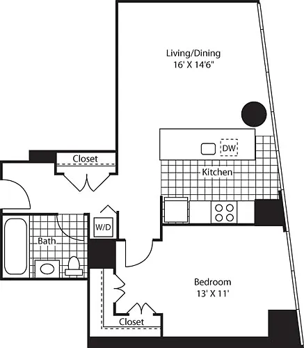 Floor plan Large One Bedroom