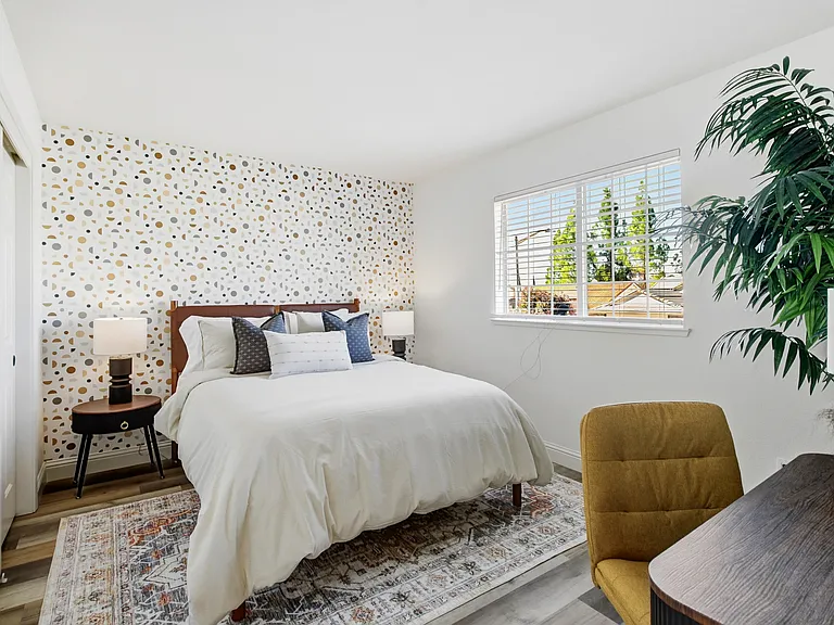 Sleep soundly in this bright and comfortable bedroom