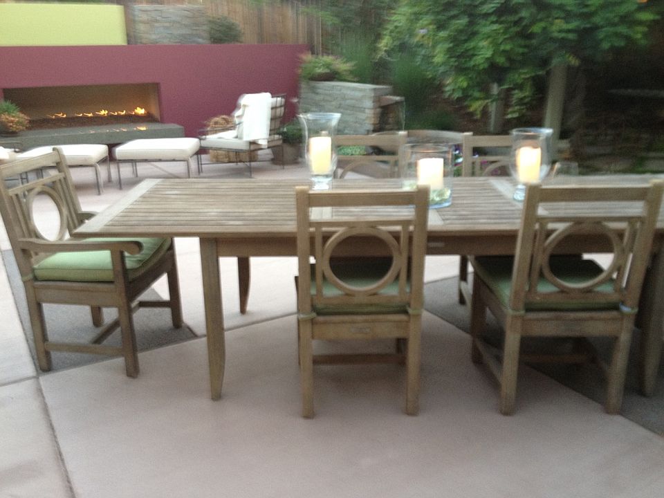 The yard and fireplace