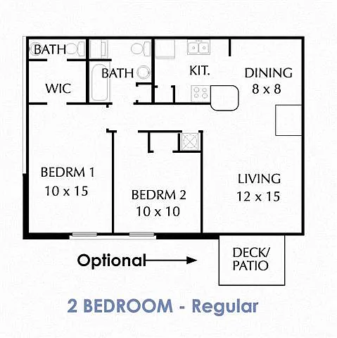 Floor plan 2 Bedroom, 1.5 Bathroom