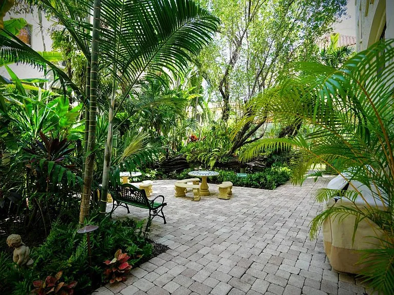 one of two shade gardens by the pool