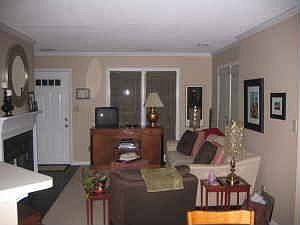 Large windows flood the downstairs with sunlight