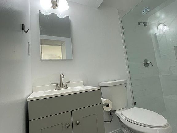 Newly updated bathroom with tiled shower