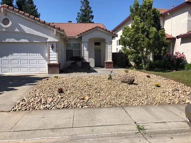 Front of the house, low-maintenance yard