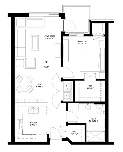 Floor plan One Bedroom - D
