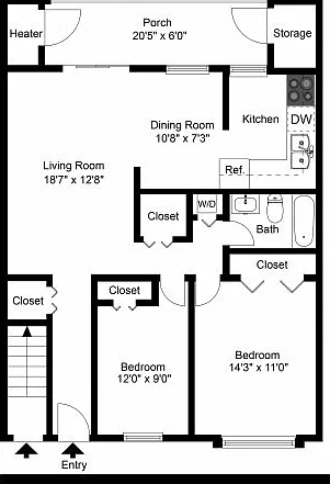 Two bedroom floor plan Two bedroom floor plan