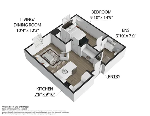 Floor plan 1-Bedroom