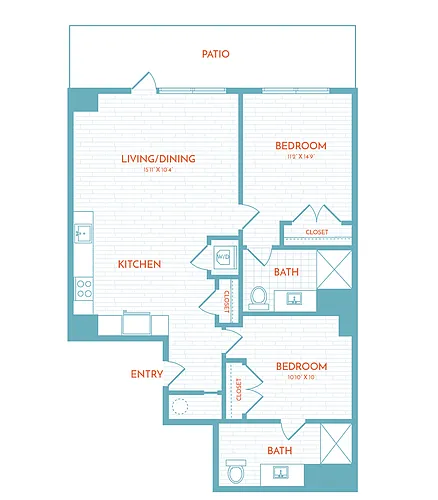 Floor plan E8 | 2 Bed | 2 Bath