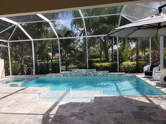Pool with travertine floor