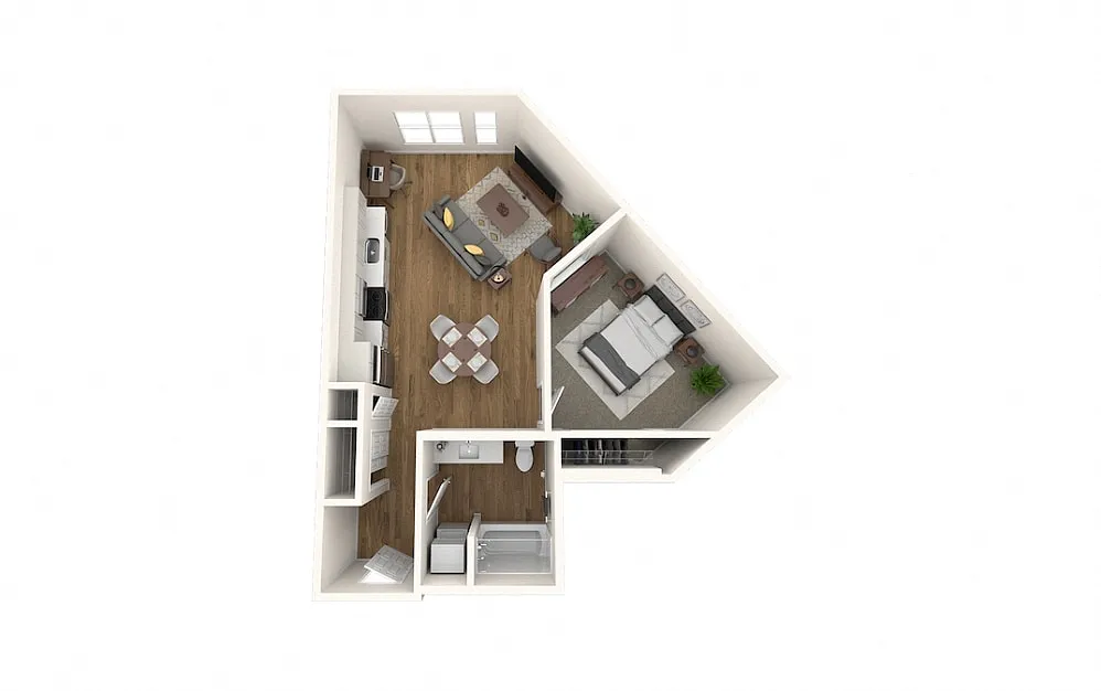 Floor plan Open 1-Bedroom J