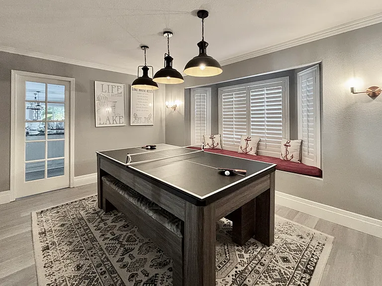 Billiard room with convertible pool table/ping-pong table