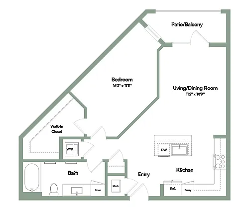Floor plan The Valor | 1 Bed | 1 Bath