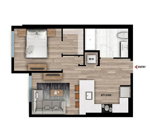 Floor plan A1-7 1 Bedroom