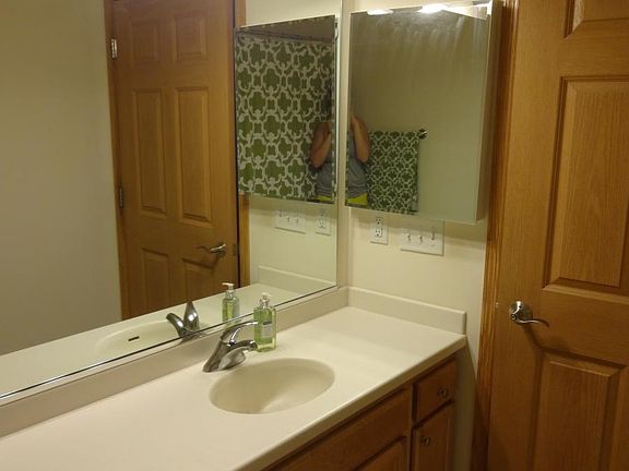 Lots of storage under the sink and medicine cabinet too
