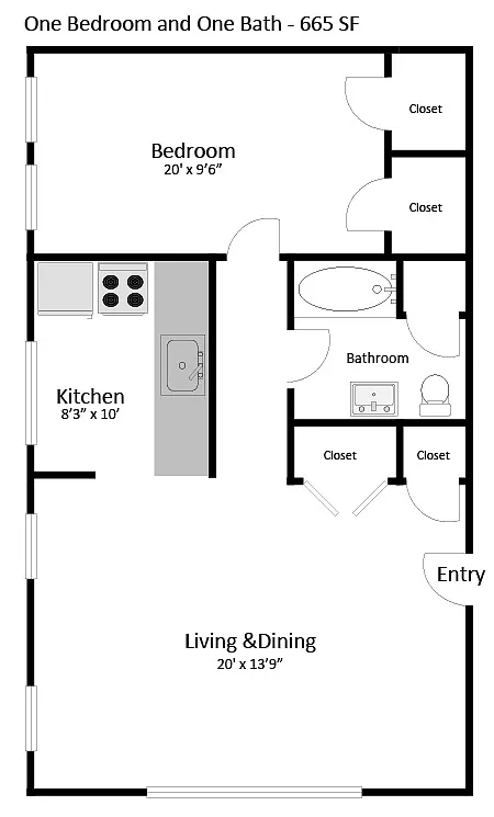 Floor plan 1BR/1BA