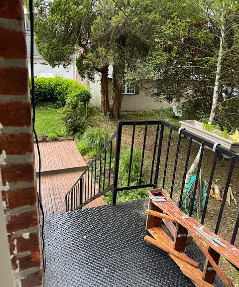 Stairs to Deck, Backyard, and Driveway