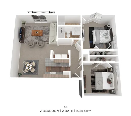 Floor plan Two Bed Two Bath 1085 Sqft
