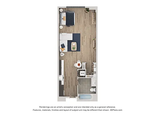 Floor plan Large Studio Coming Soon - Capitol Park Facing