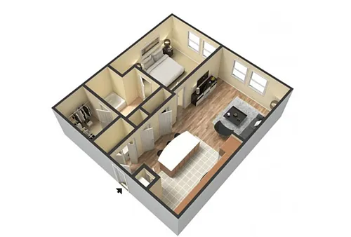 Floor plan 1 Bedroom Apartment Home