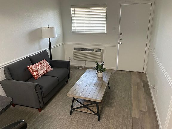 view from kitchen into living room