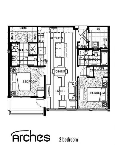 Floor plan Arches | 2 Bedroom 2 Bath A