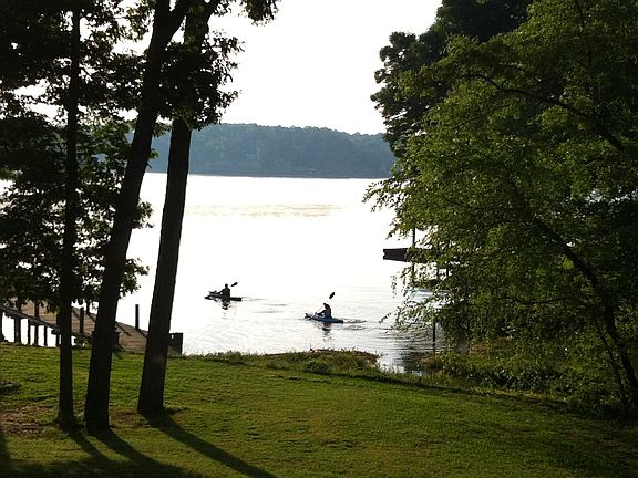 Kayaks launched from beach