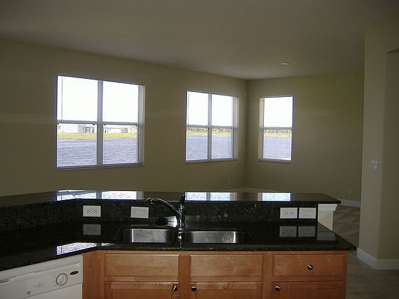 View from behind kitchen sink